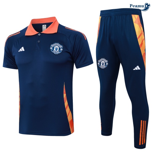 Kit Entrainement Manchester United Polo + Pantalon Bleu marine 2024
