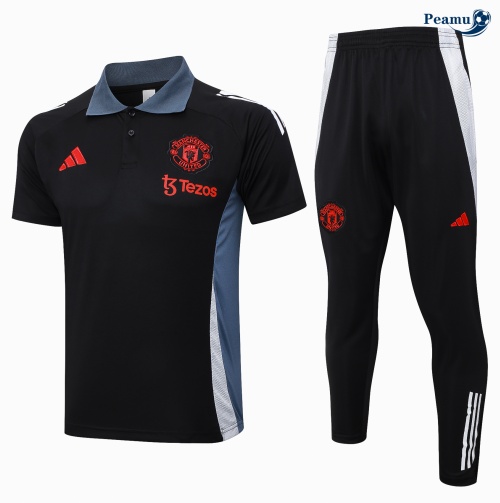 Kit Entrainement Manchester United Polo + Pantalon noir 2024