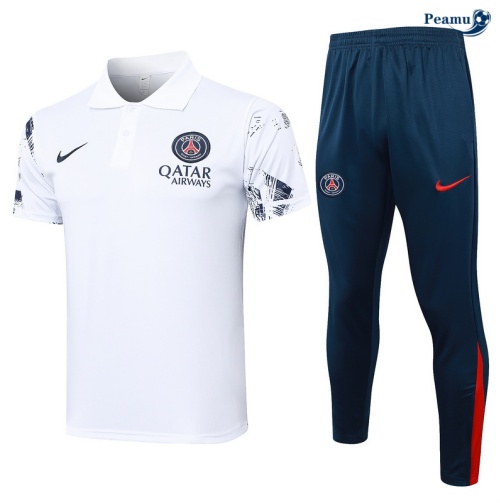 Kit Entrainement Paris PSG Polo + Pantalon Blanc 2024