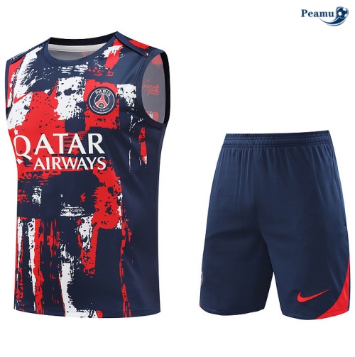 Kit Entrainement Paris PSG Debardeur + Shorts bleu marine 2024