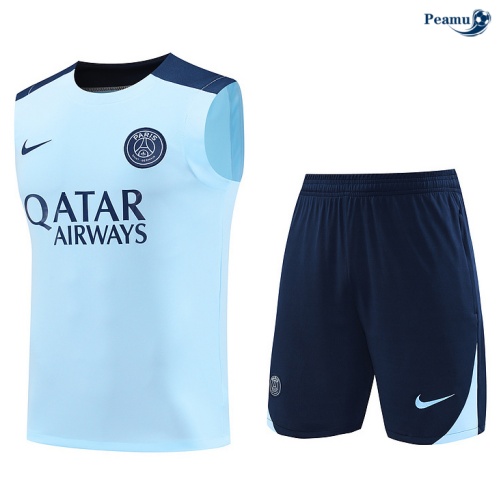 Kit Entrainement Paris PSG Debardeur + Shorts bleu clair 2024