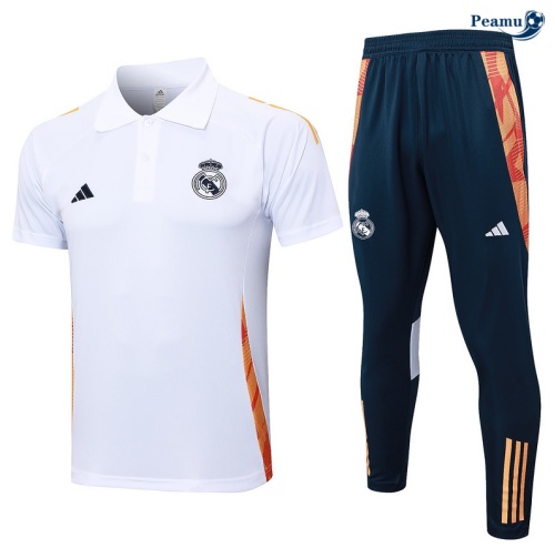 Kit Entrainement Real Madrid Polo + Pantalon Blanc 2024