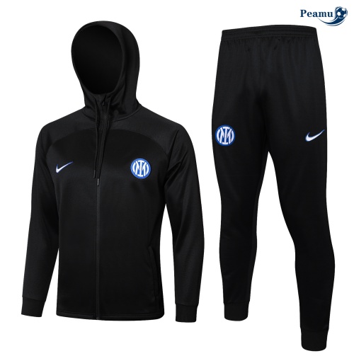 Veste Survetement Inter Milan Enfant à Capuche noir 2024