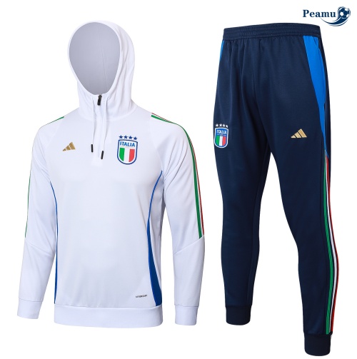 Survetement Italie Enfant à capuche Blanc 2024