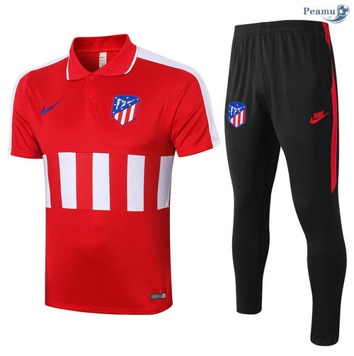 Kit Maillot Entrainement POLO Atletico Madrid + Pantalon Rouge/Blanc 2020-2021