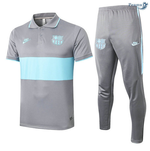 Kit Maillot Entrainement POLO Barcelone + Pantalon Gris/Verde 2020-2021