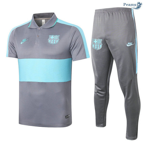 Kit Maillot Entrainement POLO Barcelone + Pantalon Gris/Verde 2020-2021