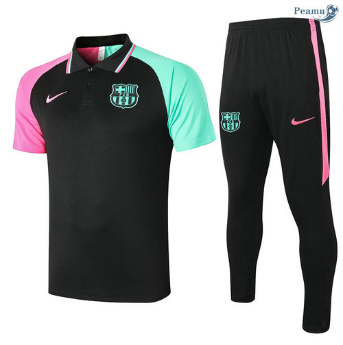 Kit Maillot Entrainement POLO Barcelone + Pantalon Noir Bicolore 2020-2021