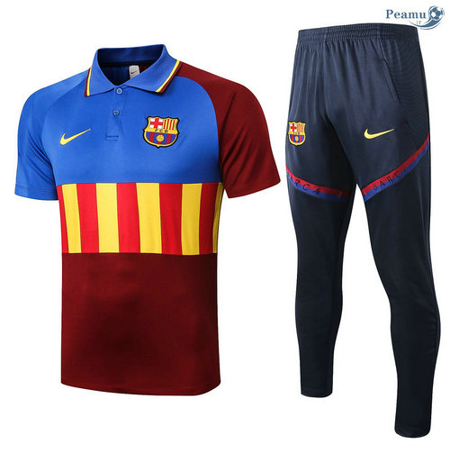 Kit Maillot Entrainement POLO Barcelone + Pantalon Bleu/Rouge/Jaune 2020-2021