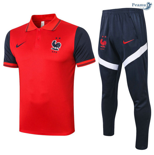 Kit Maillot Entrainement POLO France + Pantalon Rouge 2020-2021