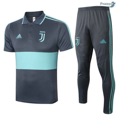 Kit Maillot Entrainement POLO Juventus + Pantalon Gris/Bleu 2020-2021