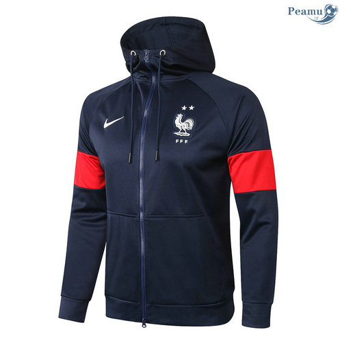 Veste foot France a Capuche Bleu Marine 2020-2021
