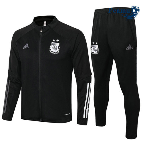 Veste Survetement Argentine Noir Col Bas 2020-2021