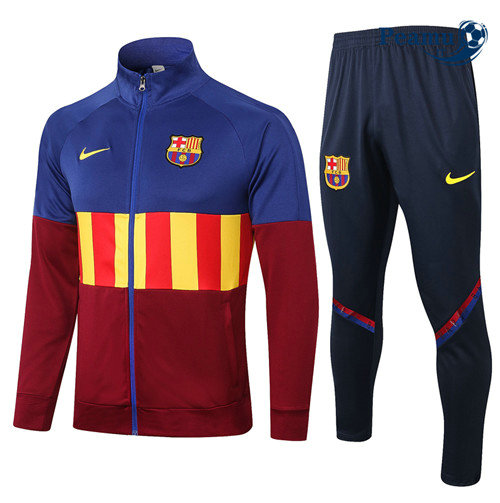 Veste Survetement Barcelone Bleu/Rouge/Jaune Col Haut 2020-2021