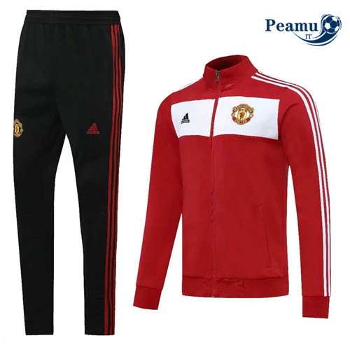 Veste Survetement Manchester United Rouge/Blanc/Noir 2020-2021