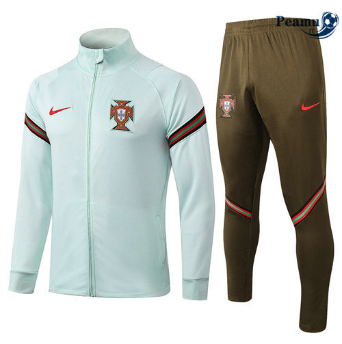 Veste Survetement Portugal Verde Clair Col Haut 2020-2021