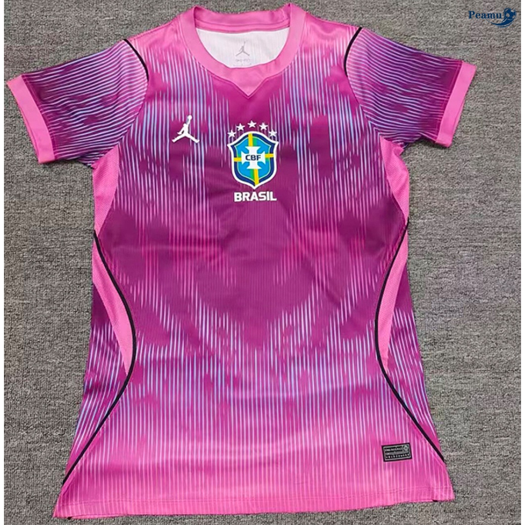 Maillot foot Brésil Rose/Rouge 2026
