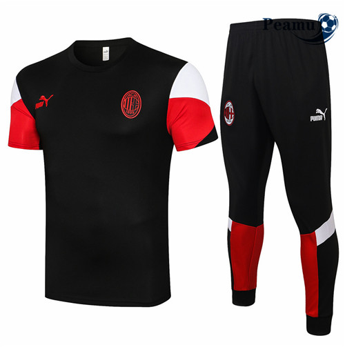 Peamu - Kit Maillot Entrainement foot AC Milan + Pantalon Noir 2021-2022