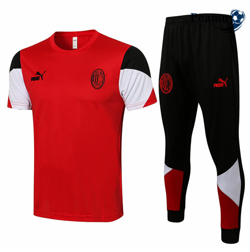 Peamu - Kit Maillot Entrainement foot AC Milan + Pantalon Rouge 2021-2022