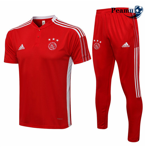 Peamu - Kit Maillot Entrainement foot Polo Ajax + Pantalon Rouge 2021-2022
