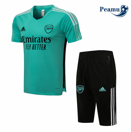 Peamu - Kit Maillot Entrainement foot Arsenal + Pantalon 3/4 Vert 2021-2022
