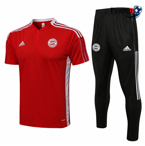 Peamu - Kit Maillot Entrainement foot Polo Bayern Munich + Pantalon Rouge 2021-2022