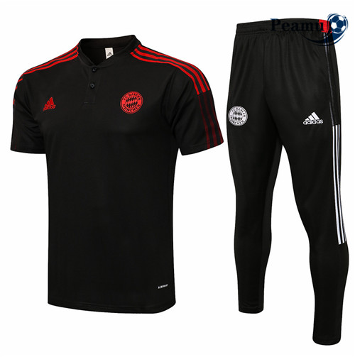 Peamu - Kit Maillot Entrainement foot Polo Bayern Munich + Pantalon Gris foncé 2021-2022