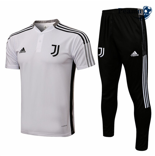 Peamu - Kit Maillot Entrainement foot Polo Juventus + Pantalon Blanc 2021-2022