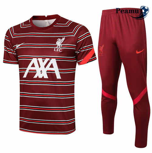 Peamu - Kit Maillot Entrainement foot Liverpool + Pantalon Rouge 2021-2022