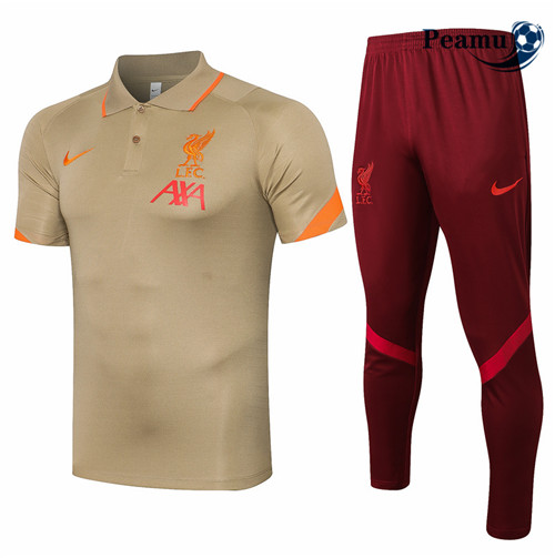 Peamu - Kit Maillot Entrainement foot Polo Liverpool + Pantalon Kaki 2021-2022