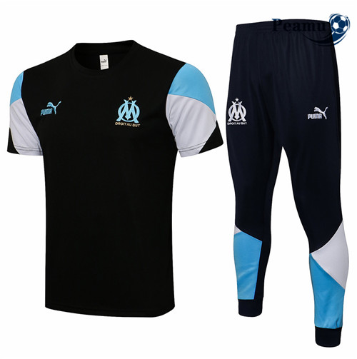 Peamu - Kit Maillot Entrainement foot Marseille + Pantalon Noir 2021-2022