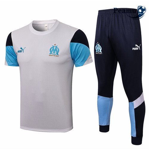 Peamu - Kit Maillot Entrainement foot Marseille + Pantalon Blanc 2021-2022
