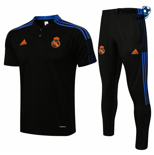 Peamu - Kit Maillot Entrainement foot Polo Real Madrid + Pantalon Noir 2021-2022