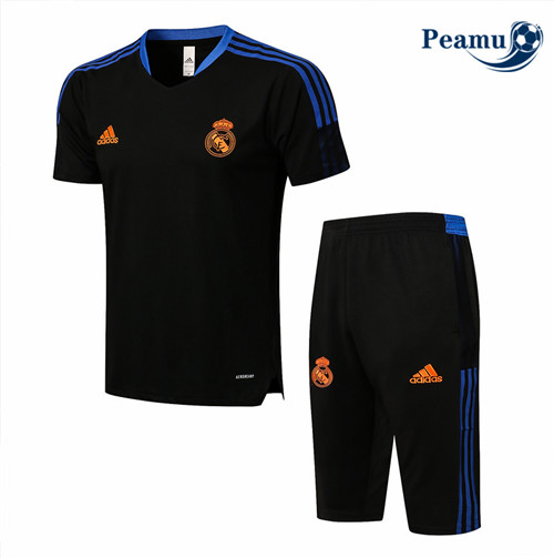 Peamu - Kit Maillot Entrainement foot Real Madrid + Pantalon 3/4 Noir 2021-2022