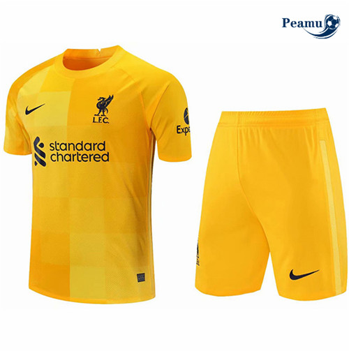 Peamu - Maillot foot Liverpool Gardien de but + short Jaune 2021-2022