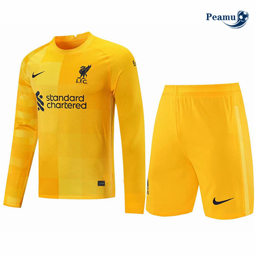 Peamu - Maillot foot Liverpool Gardien de but Manche Longue + short Jaune 2021-2022