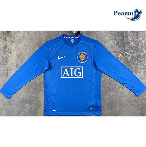Peamu - Maillot foot Retro Manchester United Exterieur Manche Longue 2007-08