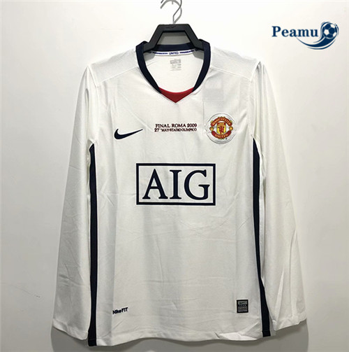 Peamu - Maillot foot Retro Manchester United Exterieur Manche Longue 2008-09
