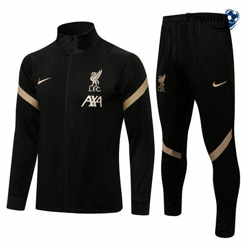 Peamu - Veste Survetement Liverpool Noir 2021-2022 Col Haut