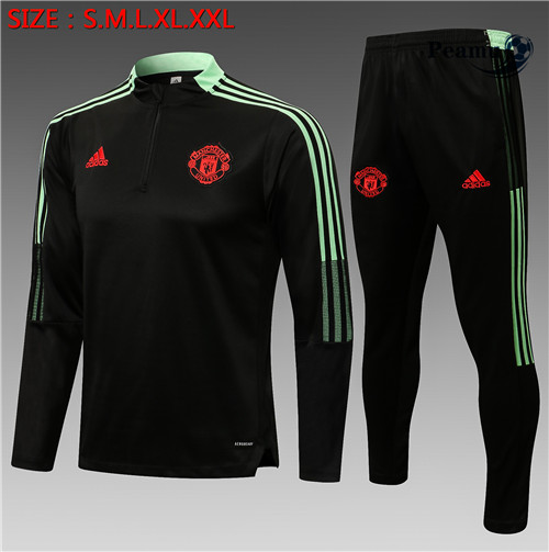 Peamu - Survetement Manchester United Enfant Noir/Vert 2021-2022