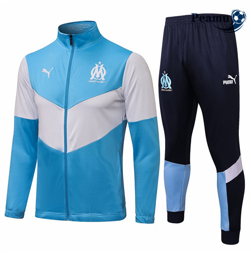 Peamu - Veste Survetement Marseille Bleu Clair/Blanc 2021-2022
