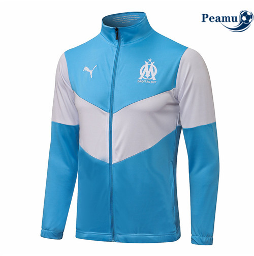 Peamu - Veste foot Marseille Bleu Clair/Blanc 2021-2022