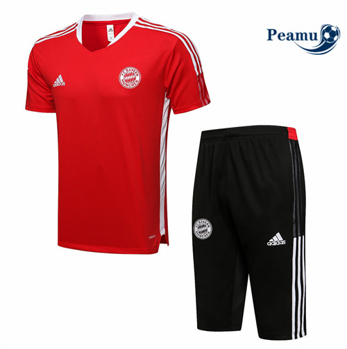 Kit Maillot Entrainement foot Bayern Munich + Pantalon 3/4 Rouge 2021-2022