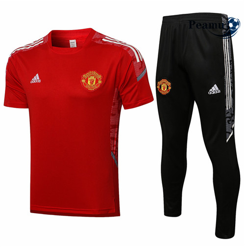 Kit Maillot Entrainement foot Manchester United + Pantalon champions league Rouge/Blanc 2021-2022