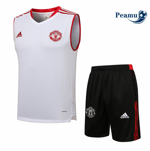 Kit Maillot Entrainement foot Manchester United Veste + Pantalon Blanc/Rouge 2021-2022