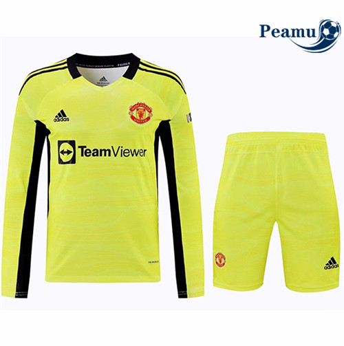 Maillot foot Manchester United + short Manche Longue Jaune 2021-2022