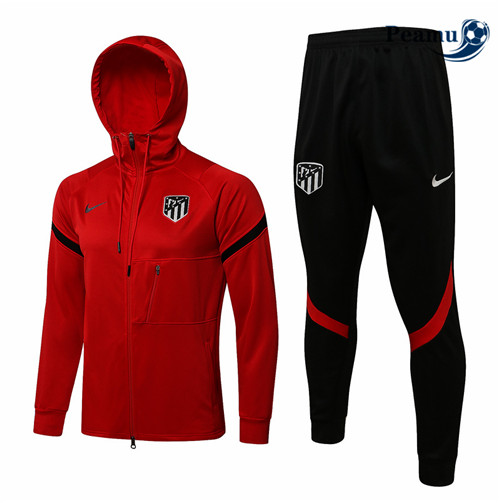 Veste Survetement Atletico Madrid à Capuche Rouge 2021-2022