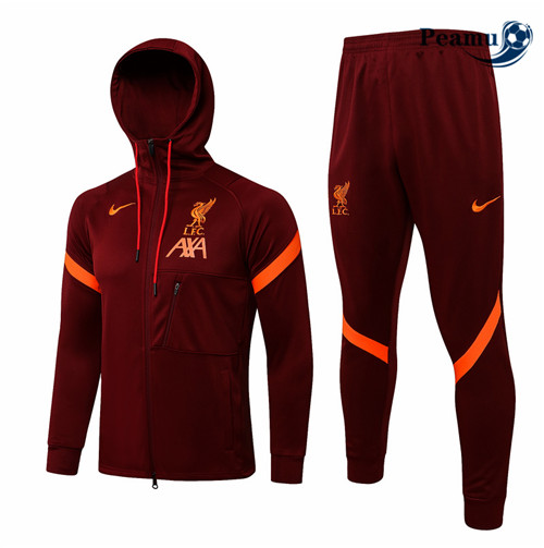 Veste Survetement Liverpool à Capuche Cramoisi 2021-2022