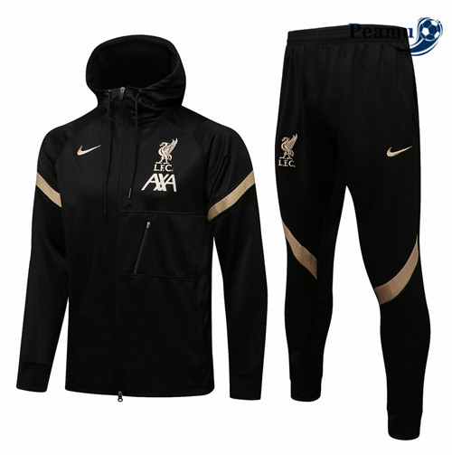 Veste Survetement Liverpool à Capuche Noir 2021-2022