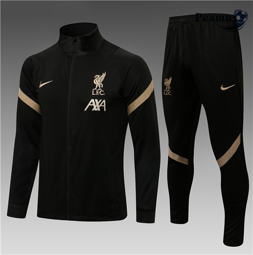 Veste Survetement Liverpool Enfant Noir/Jaune 2021-2022